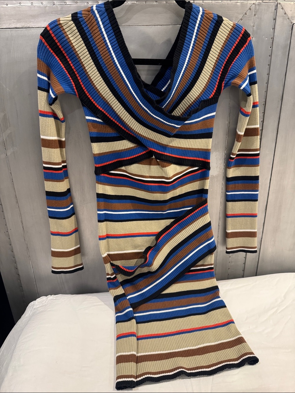 Authentic MSGM Milan Luxury Striped Ribbed Knit Top
